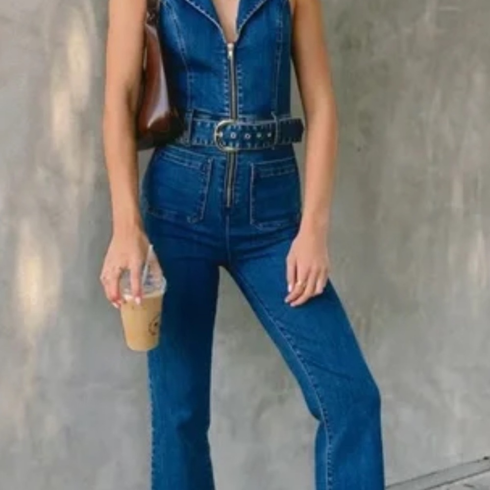 Show Me Your MuMu Jacksonville Cropped Jumpsuit - Lunar Blue